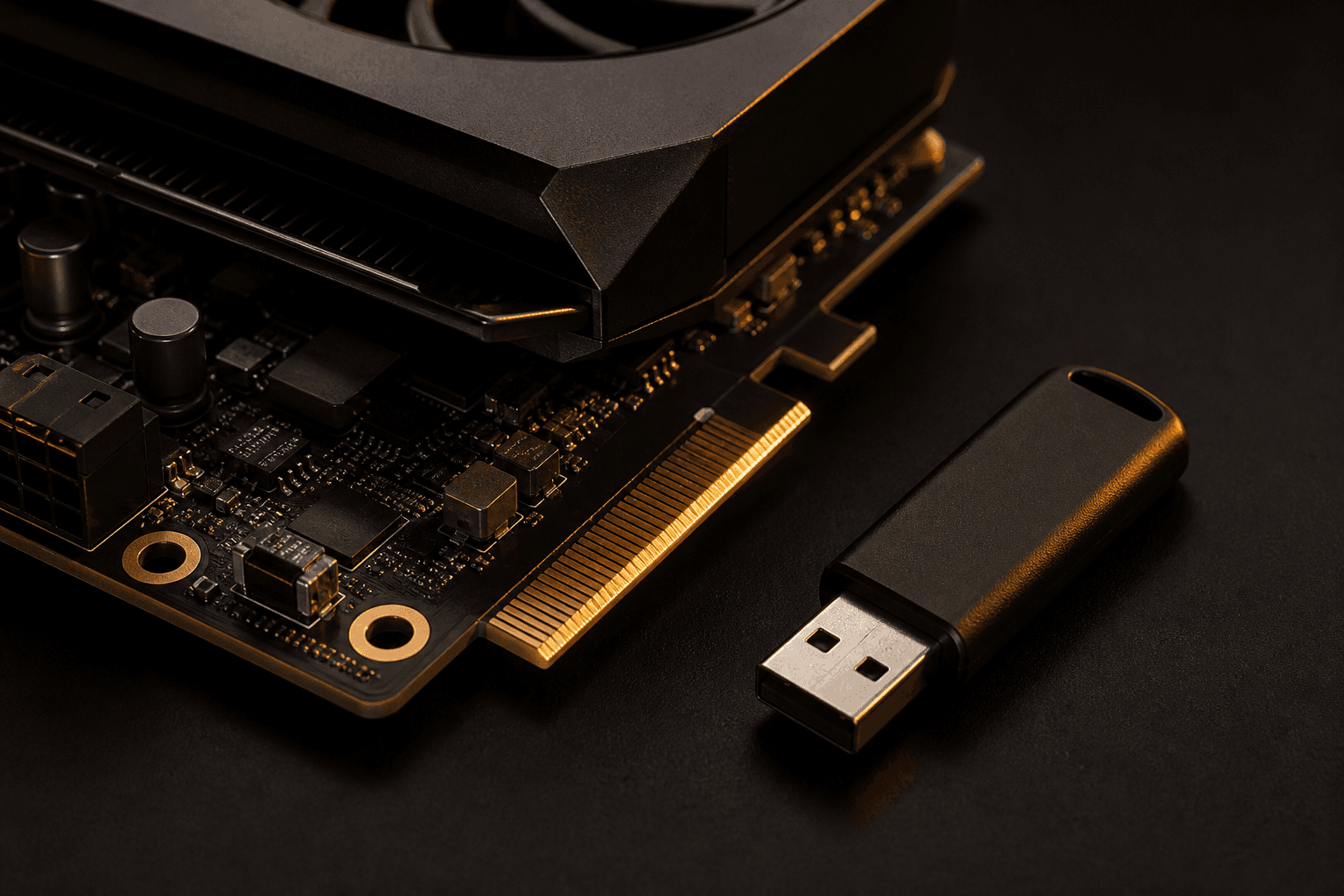 GPU under amber studio light